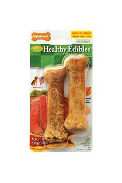 Nylabone مأكولات صحية، لحم بقري مشوي يدوم لفترة أطول، عبوة من قطعتين، حلويات ...