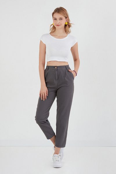 Fulla Moda Linen Trousers with Zipper Pockets
