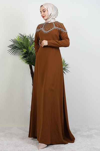 GİYZAMİLA Nisan Stone Dress Mustard