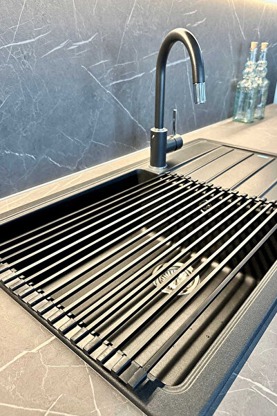 pirimanova Lavabo Üstü Katlanabilen Bulaşıklık Paslanmaz Aluminyum - Siyah