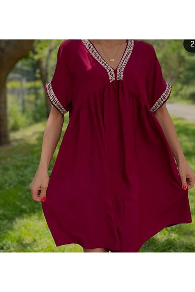 atelyu Women's Wide Cut Summer Viscose Combed Cotton Dress