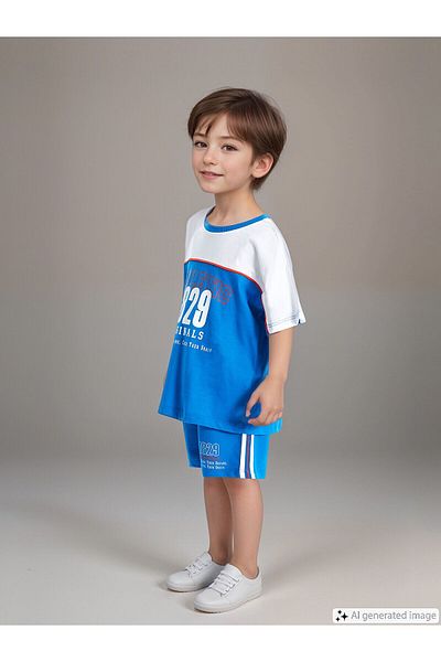 LC Waikiki Crew Neck Short Sleeve Printed Baby Boy T-Shirt and Shorts Set of 2