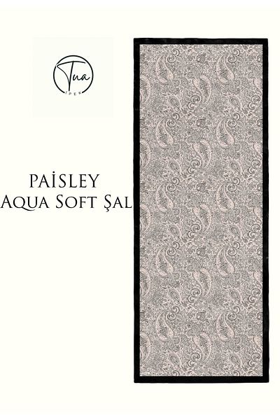 TUA İPEK Paisley Aqua Soft Coton Shal - Ethnic Patterned