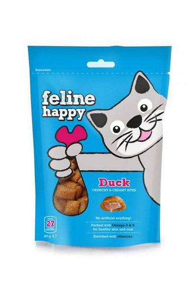 Feline Happy Duck Crunchy & Creamy Cat Treats 60g
