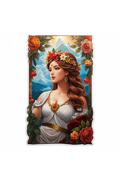 INOVATIX Set of 8 pieces, Sticker Greek Goddess Persephone with crown and earrings, INOVATIX®. 6 cm