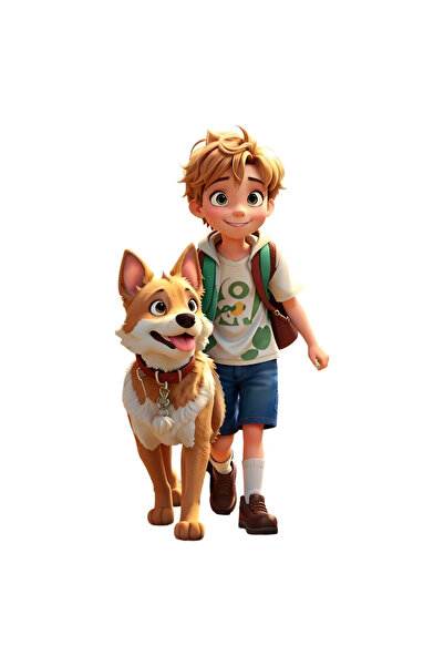 INOVATIX Set de 8 piese, autocolant băiat și cățeluș, INOVATIX®. 6 cm