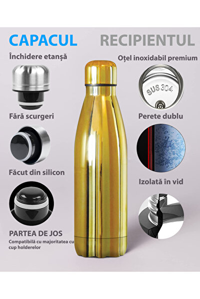 Bukate Sticla termoizolanta Bukate® 500ml, otel inoxidabil, pastreaza bautura calda sau rece 12 ore.