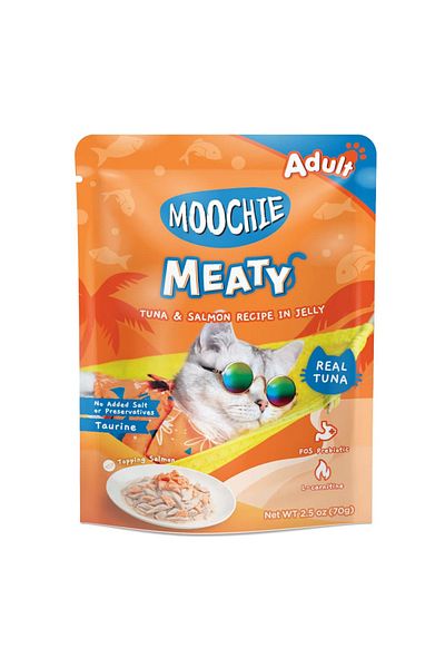 MOOCHIE Tuna with Salmon in Jelly Pouch 70g Pack of 12