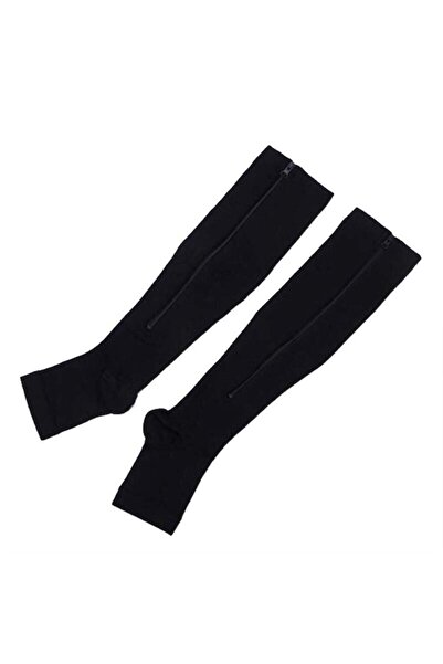 SIKS ® șosete cu fermoar pentru stimularea circulației, negre, L/XL