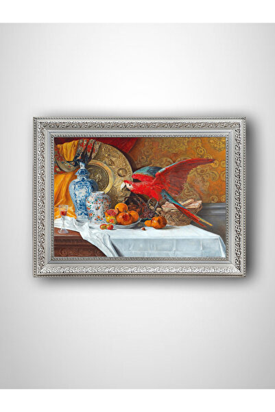 WoodyArts Papagal și masă - cadru alb vintage