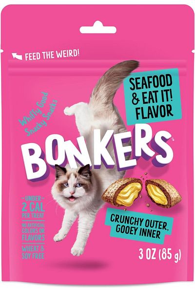 Bonkers Seafood and Eat it Flavour Cat Treats 85g - 3 oz.
