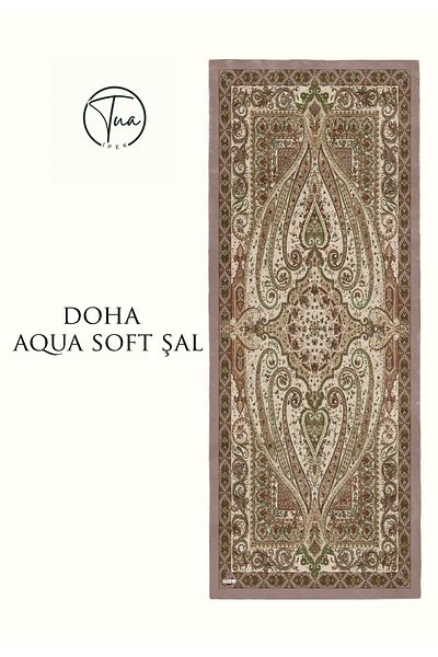 TUA İPEK Doha Aqua Soft Coton Shal - Ethnic Patterned