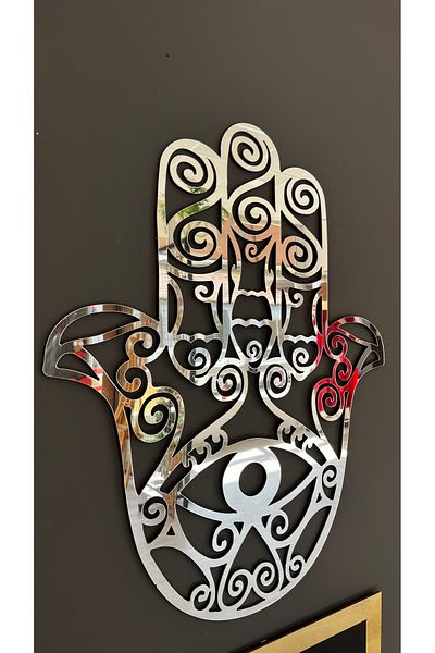 Numa Concept Hamsa Fatma Mother's Hand Christmas Ornament Silver Plexiglass on Mdf 60X50 cm