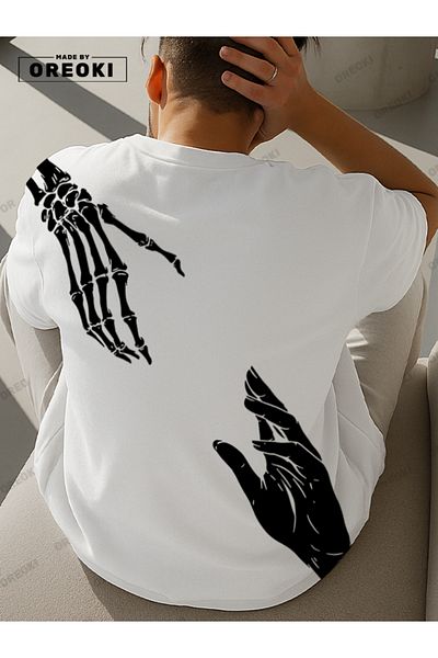 EFFRENATU Life Wish Printed Cotton Fabric Men's White T-Shirt-Black Shorts Set