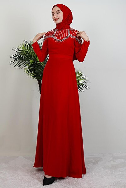 GİYZAMİLA Φόρεμα Nisan Stone Κόκκινο