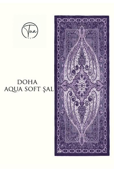TUA İPEK Doha Aqua Soft Coton Shal - Ethnic Patterned