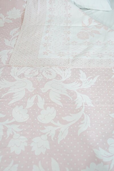 Defne&Apollon İpekçilik 100% Cotton Hand Woven Bird Patterned Pique 190 X 225 cm - Powder