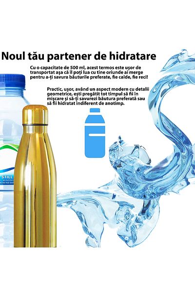 Bukate Bukate® 500ml insulated bottle, stainless steel, keeps drinks hot or cold for 12 hours.