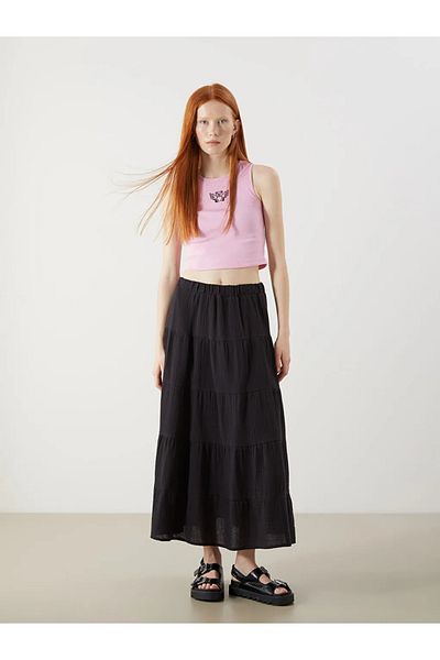 LC Waikiki Xside White Elastic Waist Katkat Skirt
