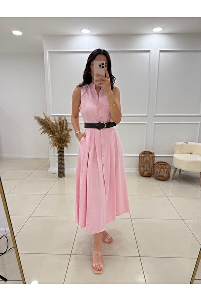 Butik Hakim Yaka Kemerli Elbise