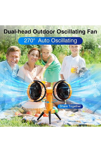 Generic Outdoor Camping Fan With Light Oscillating - Nauttxon Rechargeable Fan For Camping With Hanging Hook