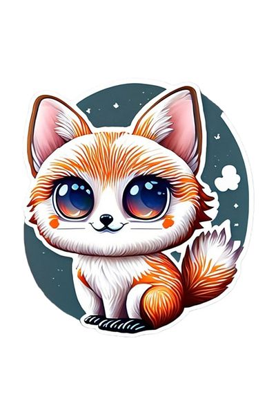 INOVATIX Set of 8 pieces, Big-eyed Fox Sticker, INOVATIX®. 6 cm