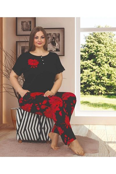 Lady Set de pijamale cu mânecă scurtă pentru femei de mărime mare 10868