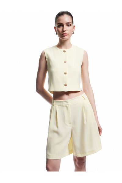 Koton New Season Pleated Detailed High Waist Pocket Shorts