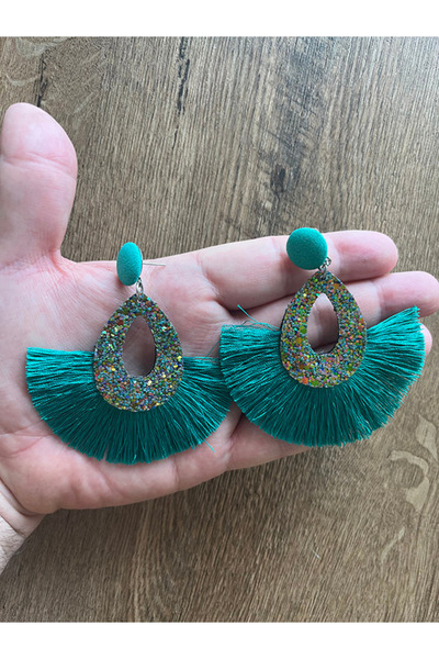 Büyük Hanım Large Tassel Colorful Beaded Style Women's Earrings
