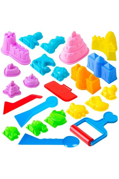 Brands For Less Sand Molds - 23pk Mini Sandbox Toys, Sand Castle Building Kit Compatible with Any Molding Sand