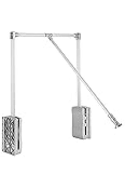 Eurocliq Pull Down Closet Rod for Hanging Clothes, Retractable Wardrobe Hanger for Cabinet, Liftable