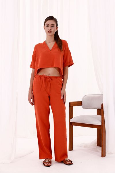 LA PANTE Bottom Top Blouse Pants Set