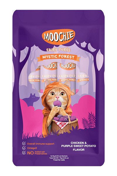 MOOCHIE Mystic Forest Chicken & Purple Sweet Potato Flavor 5x15g - pouch Pack of 12