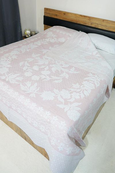 Defne&Apollon İpekçilik 100% Cotton Hand Woven Bird Patterned Pique 190 X 225 cm - Powder