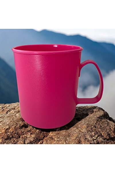 HOLLYHOME 4 Adet Plastik Kulplu Kupa Bardak Plastik Su, Meşrubat Bardağı 300ml 8,5(h)x7,5cm