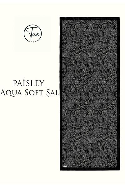 TUA İPEK Paisley Aqua Soft Coton Shal - Ethnic Patterned