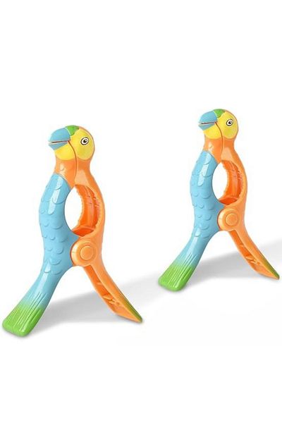 Yenigeldi Pack of 2 Parrot Beach Towel Clips – Wind Resistant, Strong Hold, Fun and Portable