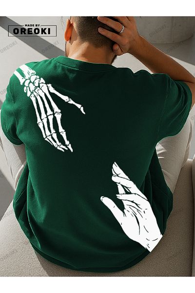 EFFRENATU Life Wish Printed Cotton Fabric Men's Forest Green T-Shirt-Black Shorts Set