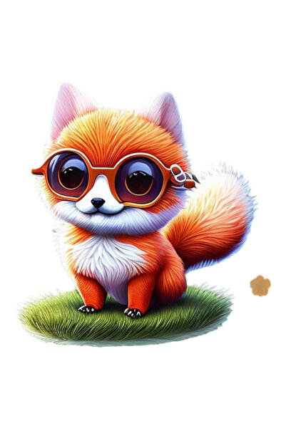 INOVATIX Set de 8 piese, autocolant Vulpe cu ochelari, INOVATIX®. 6 cm