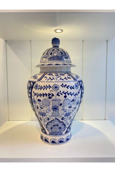 Dekordan House Bleu Blanc Seramik Küp