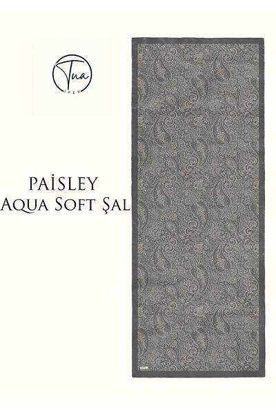 TUA İPEK Paisley Aqua Soft Coton Shal - Ethnic Patterned