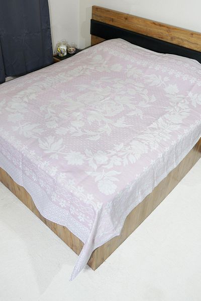Defne&Apollon İpekçilik 100% Cotton Hand-Woven Bird Patterned Pique 190 X 225 cm - Pink