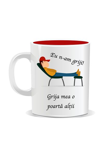 OEM Personalized mug with funny message, I don't have any worries. Others take care of me - Red interior