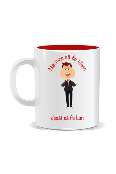 OEM Personalized mug with funny message, It's better to be Friday than Monday - Red interior