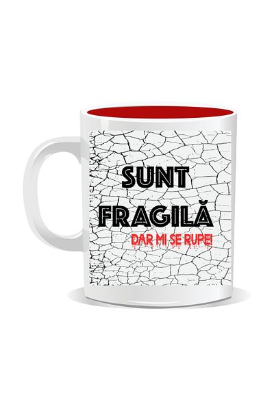 OEM Personalized mug with funny message, I'm fragile but I break - Red interior