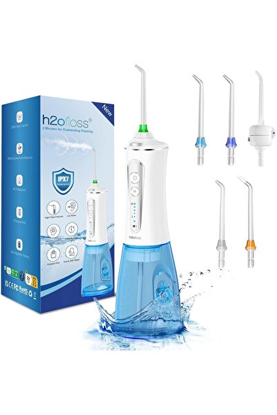 h2ofloss Water Dental Flosser Cordless 300ML IPX7 Waterproof, 5 Modes Recharg...