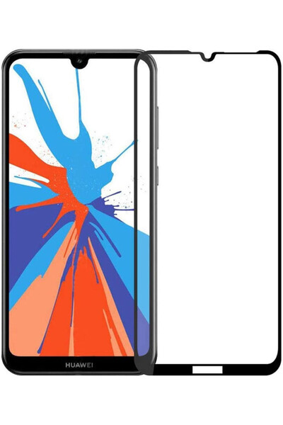 OEM Huawei Y7 2019 Γυάλινη μεμβράνη, 9D FULL GLUE Μαύρο