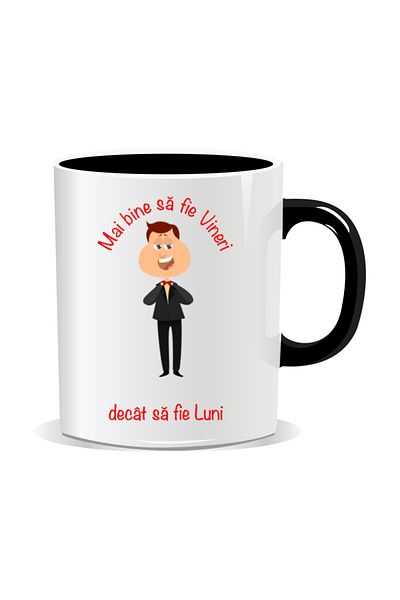 OEM Personalized mug with funny message, It's better to be Friday than Monday - Black interior