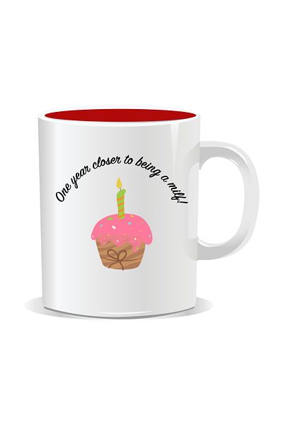 OEM Personalized mug with funny message, One year closer to being a milf - Red interior
