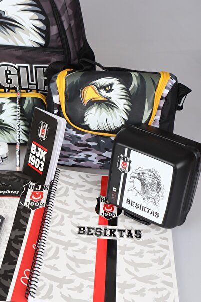 Beşiktaş YENİ SEZON LİSANSLI KARTAL/EAGLE OKUL,TERMOSLU BESLENME VE KALEM ÇANTASI İLE FULL KIRTASİYE OKUL SET